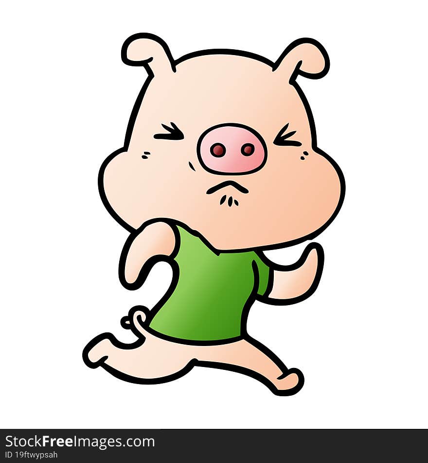 cartoon angry pig wearing tee shirt. cartoon angry pig wearing tee shirt