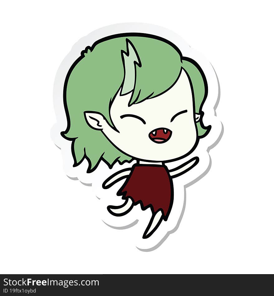 Sticker Of A Cartoon Laughing Vampire Girl