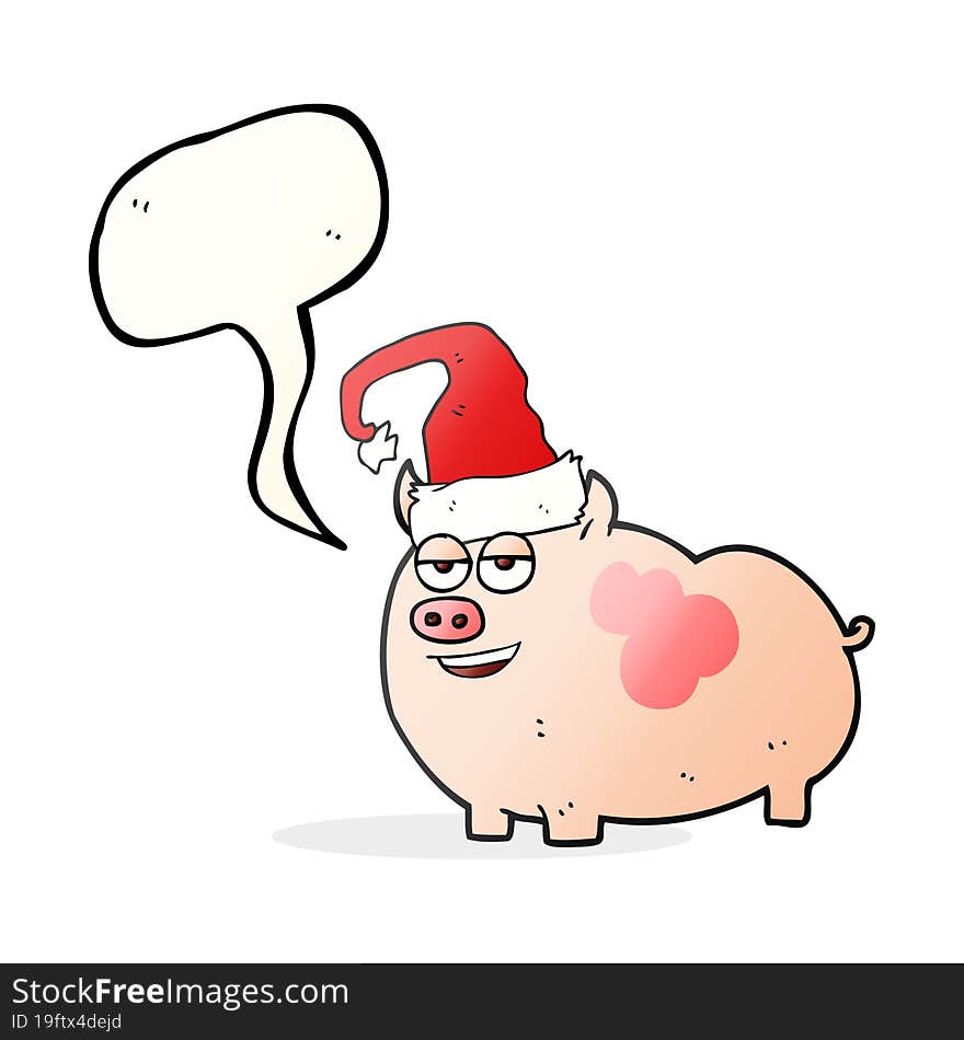 Speech Bubble Cartoon Christmas Pig