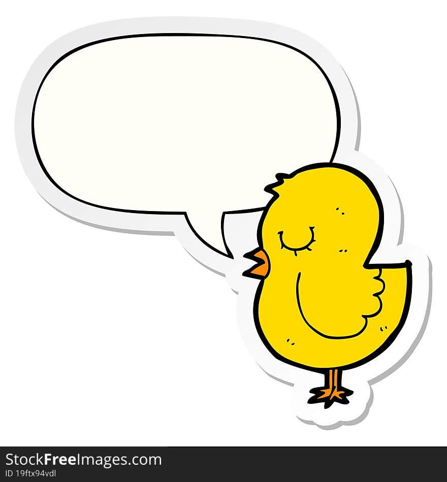 cartoon bird with speech bubble sticker. cartoon bird with speech bubble sticker