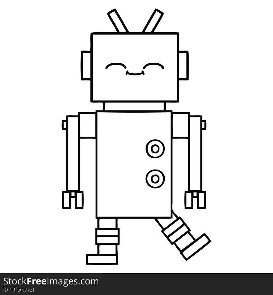 line drawing cartoon of a robot. line drawing cartoon of a robot