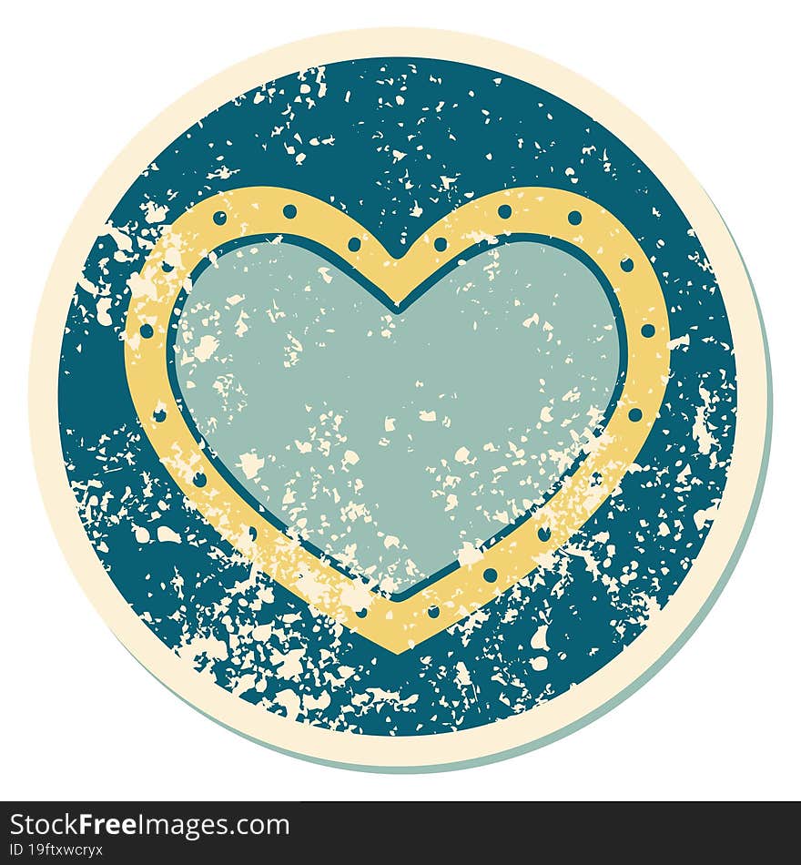 iconic distressed sticker tattoo style image of a heart. iconic distressed sticker tattoo style image of a heart