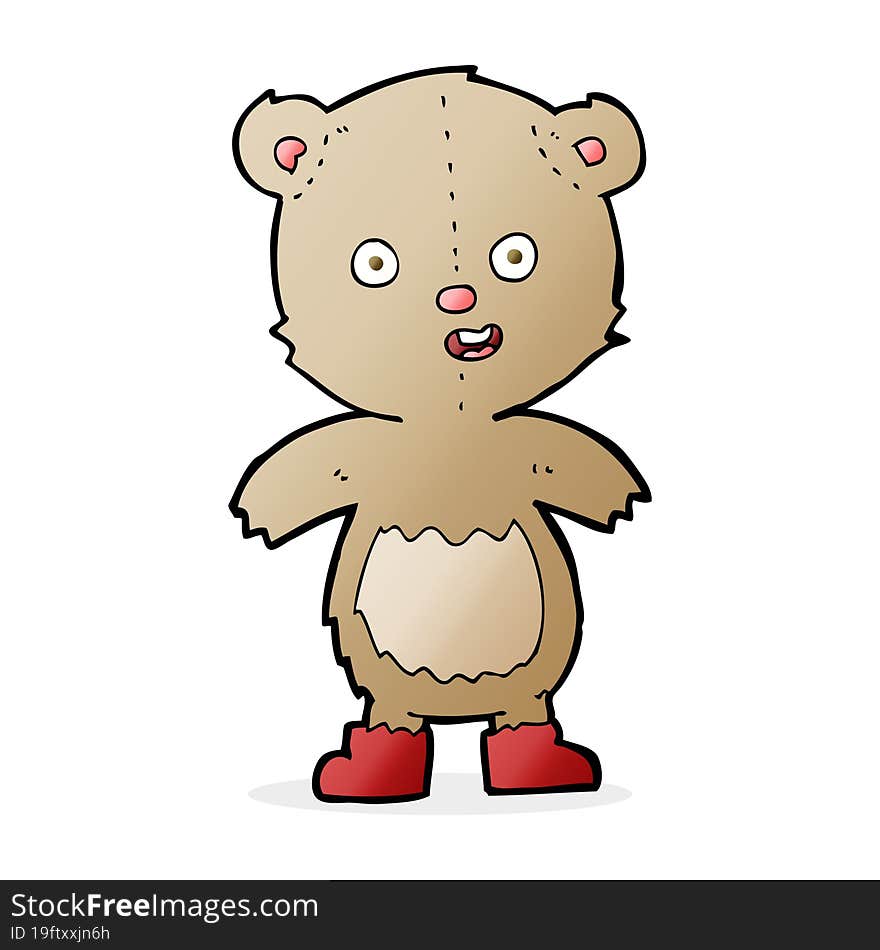 cartoon happy teddy bear in boots