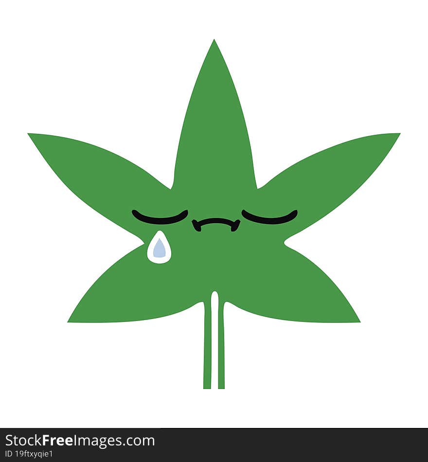 flat color retro cartoon marijuana leaf