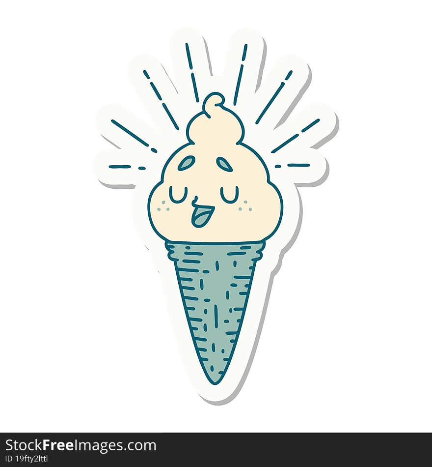 sticker of a tattoo style ice cream character