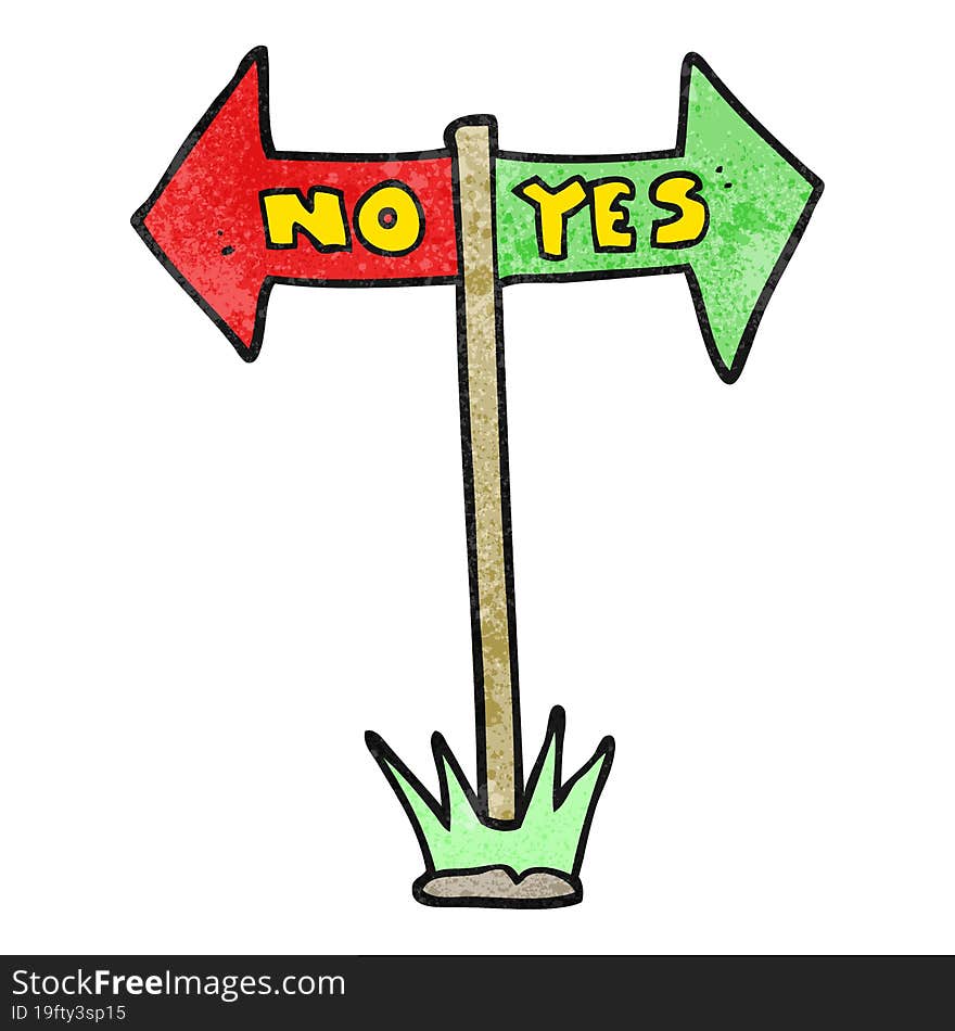 Textured Cartoon Yes And No Sign