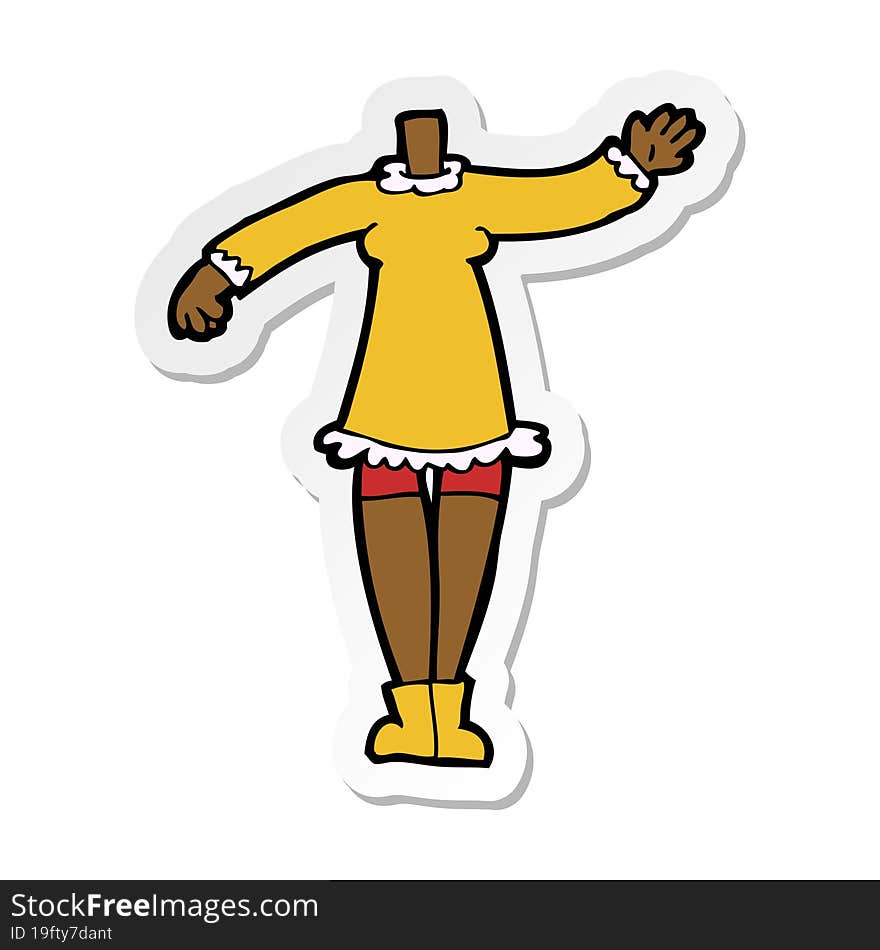 Sticker Of A Cartoon Female Body