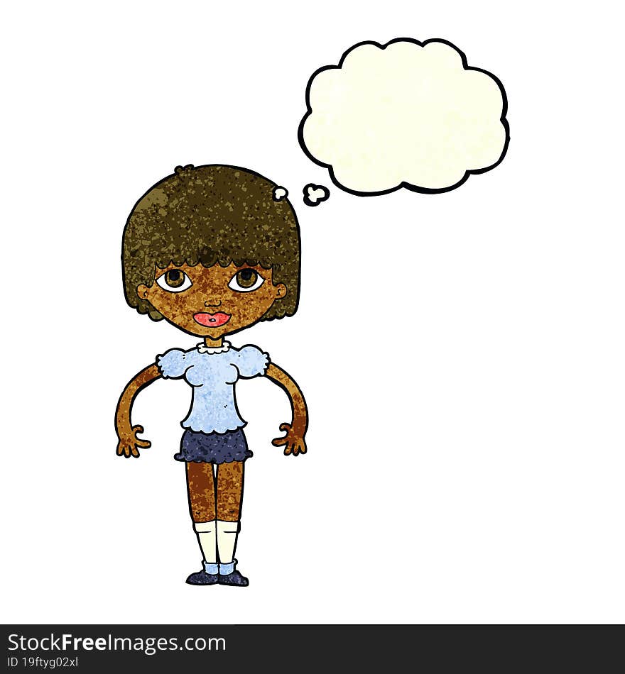 cartoon girl with thought bubble