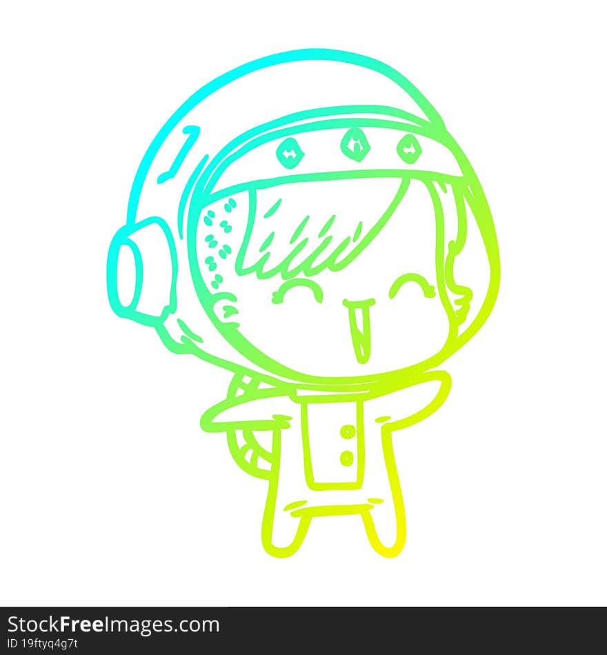 cold gradient line drawing happy cartoon space girl