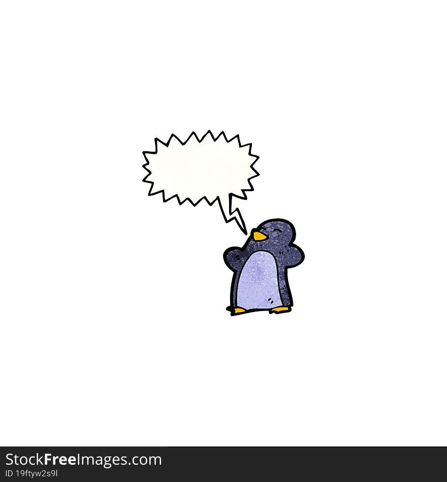 penguin with speech bubble cartoon