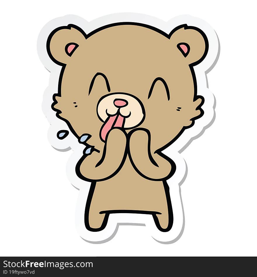 sticker of a rude cartoon bear