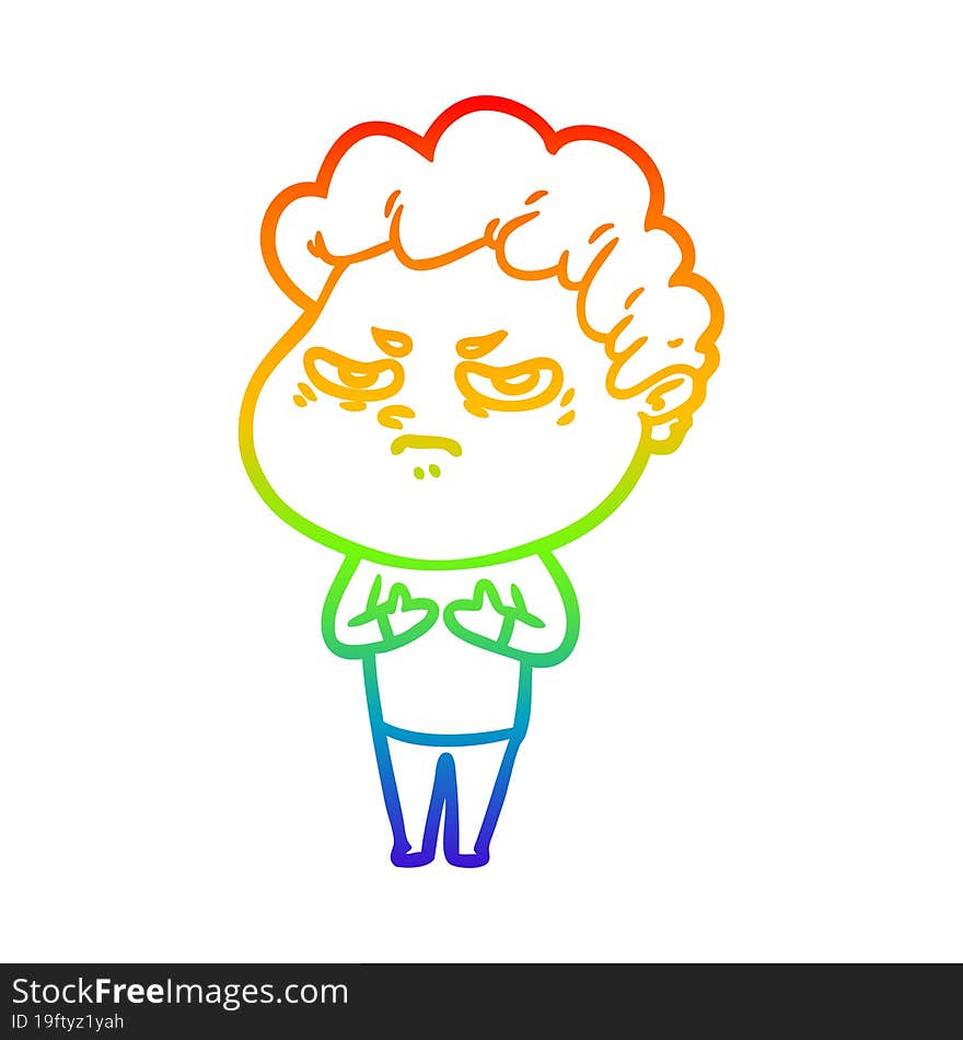 rainbow gradient line drawing cartoon angry man