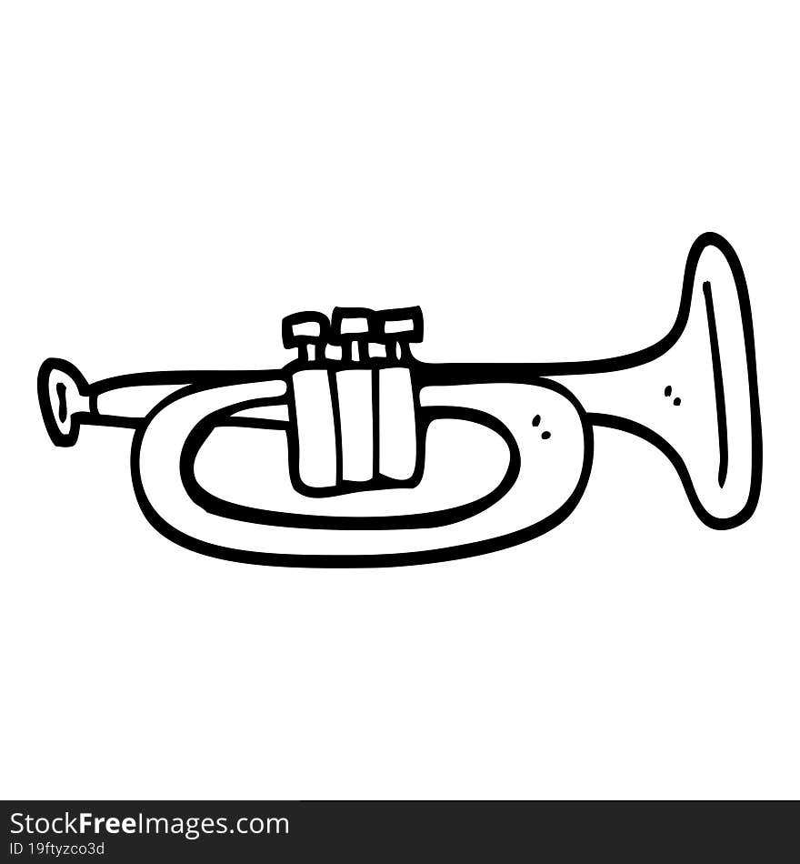 Black And White Cartoon Trumpet