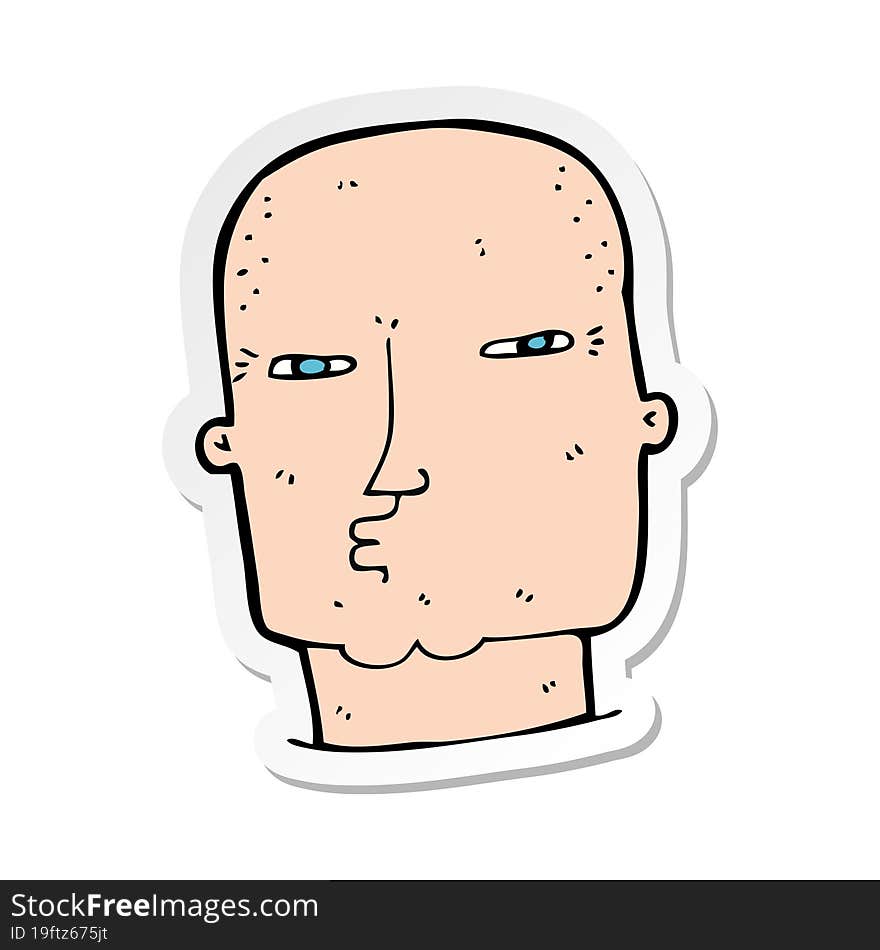 sticker of a cartoon bald tough guy