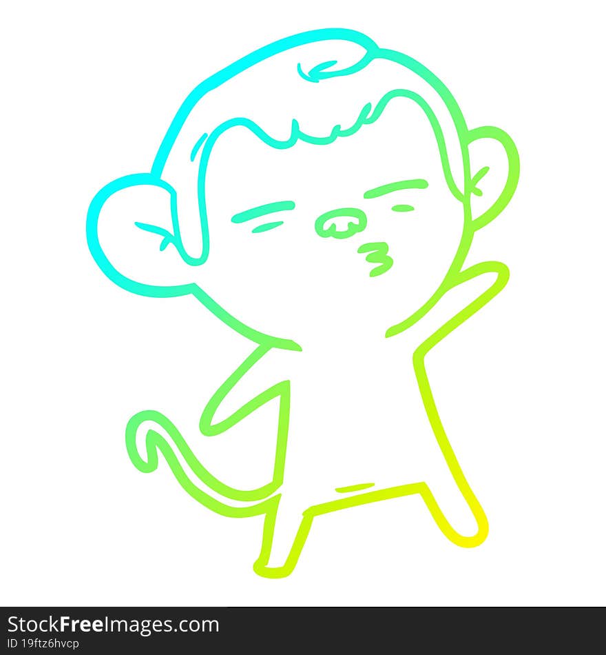 cold gradient line drawing cartoon suspicious monkey