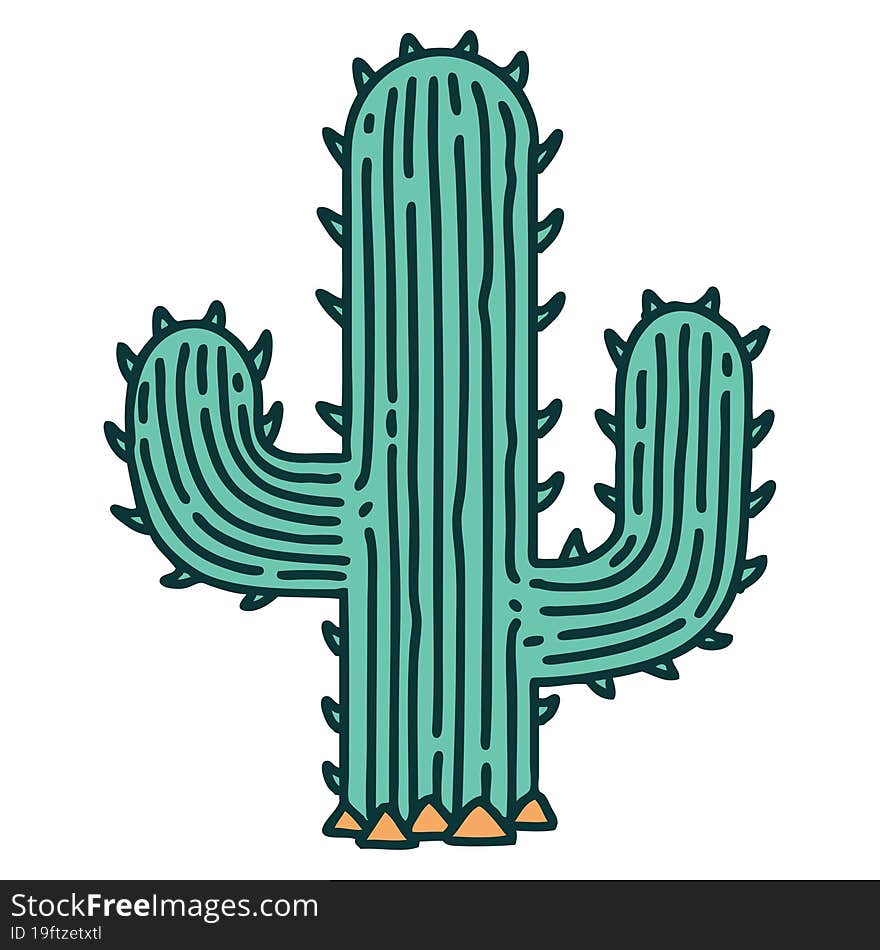 tattoo style icon of a cactus