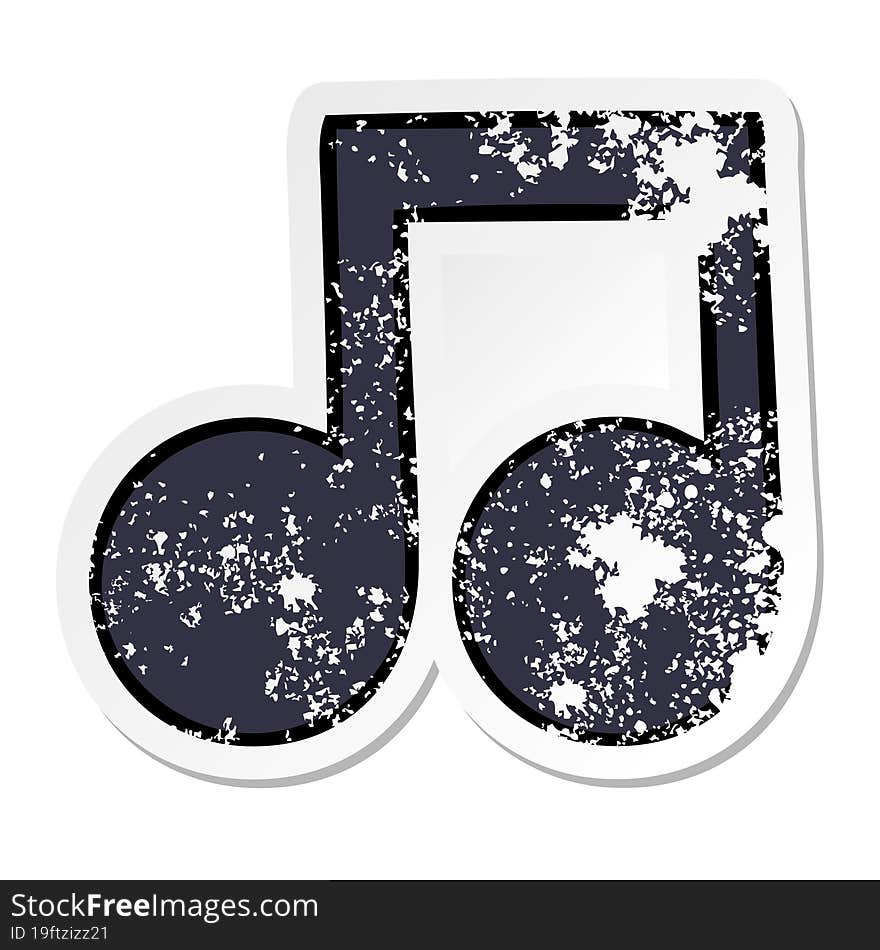 distressed sticker of a cute cartoon musical note