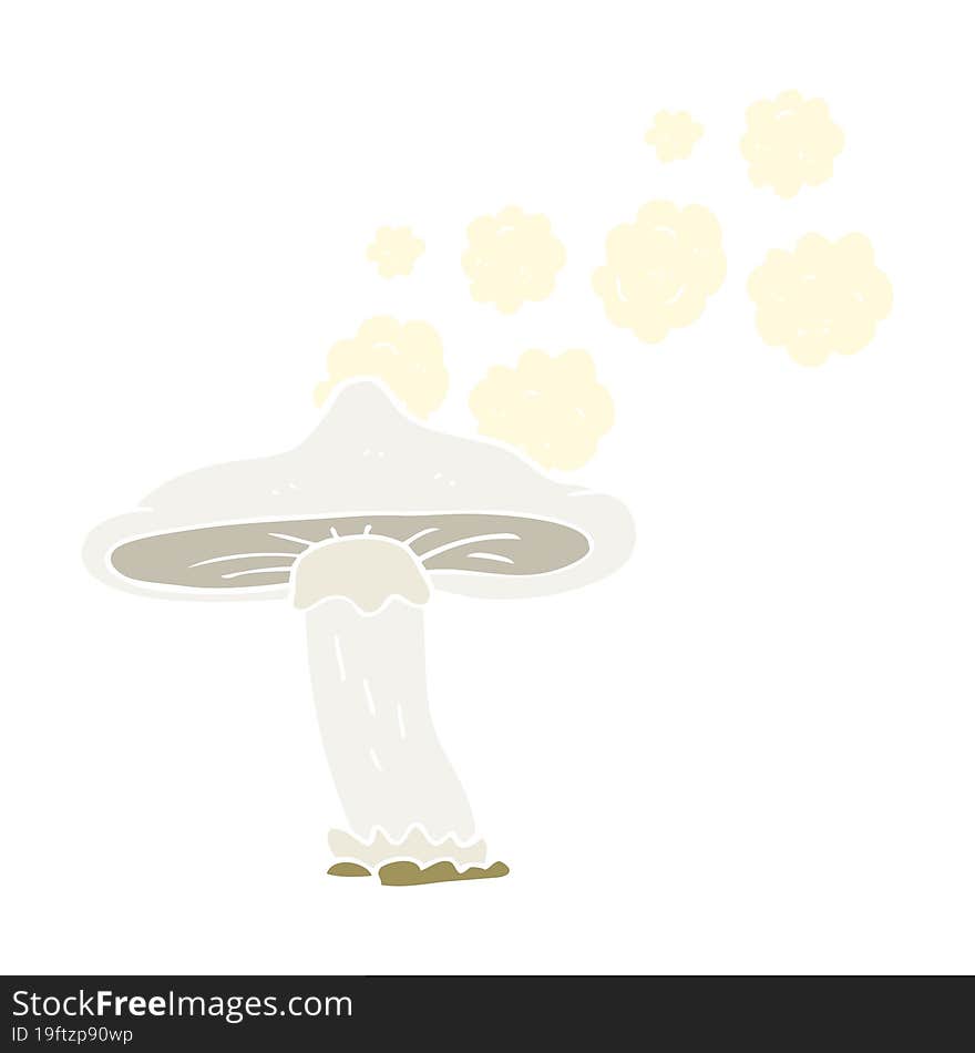 flat color illustration of a cartoon mushroom