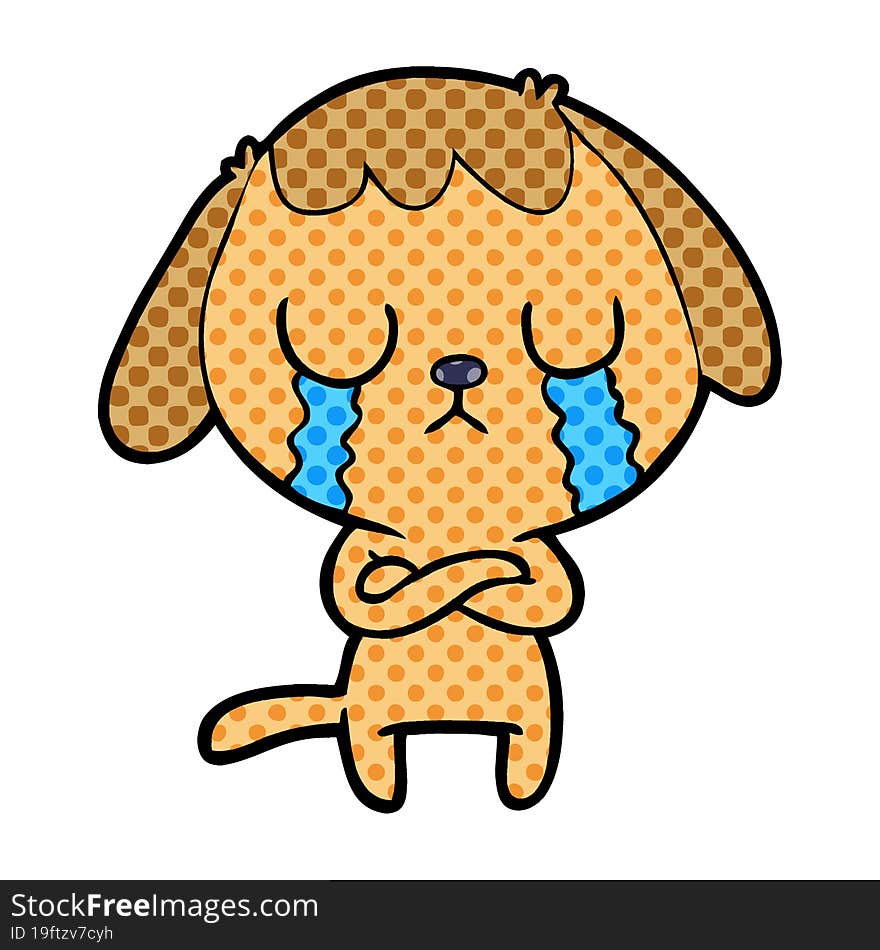 cute cartoon dog crying. cute cartoon dog crying