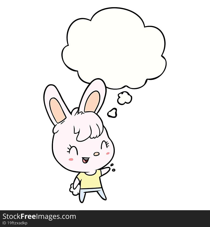 cartoon rabbit with thought bubble. cartoon rabbit with thought bubble