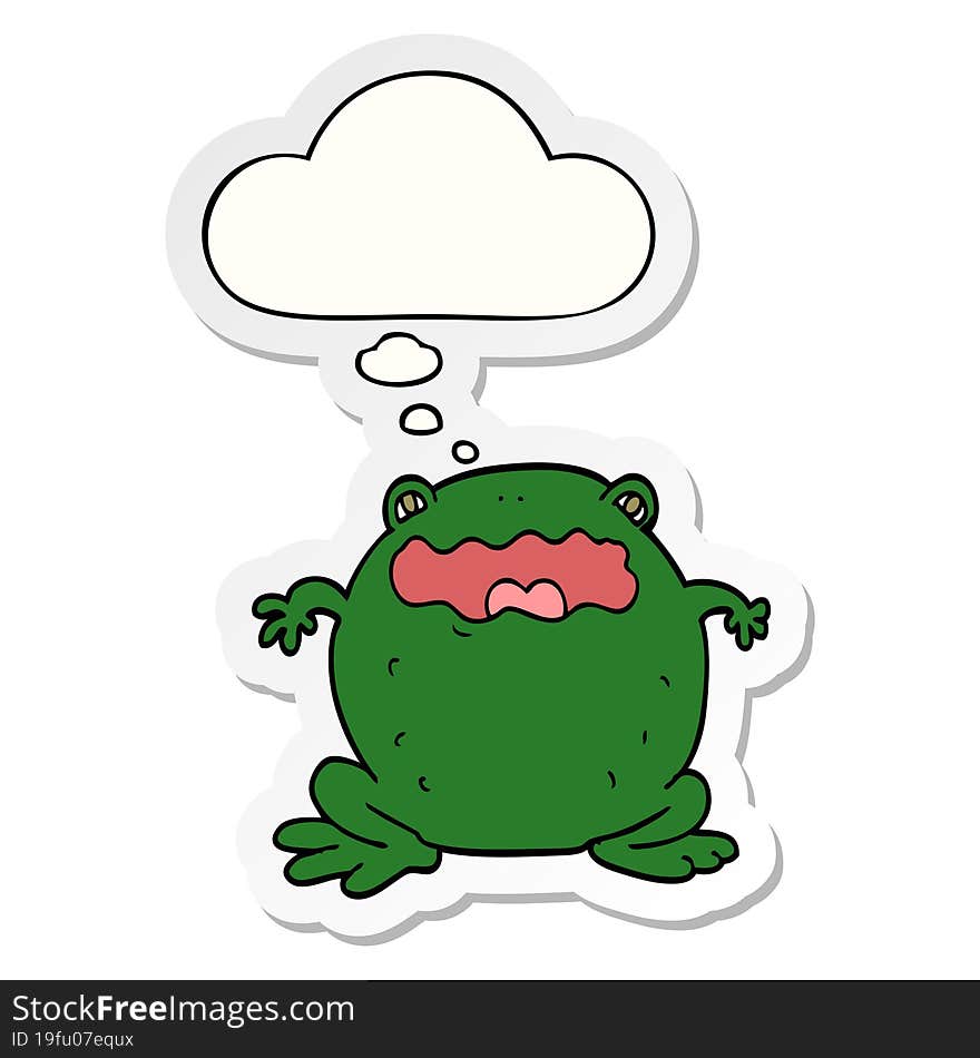 Cartoon Toad And Thought Bubble As A Printed Sticker