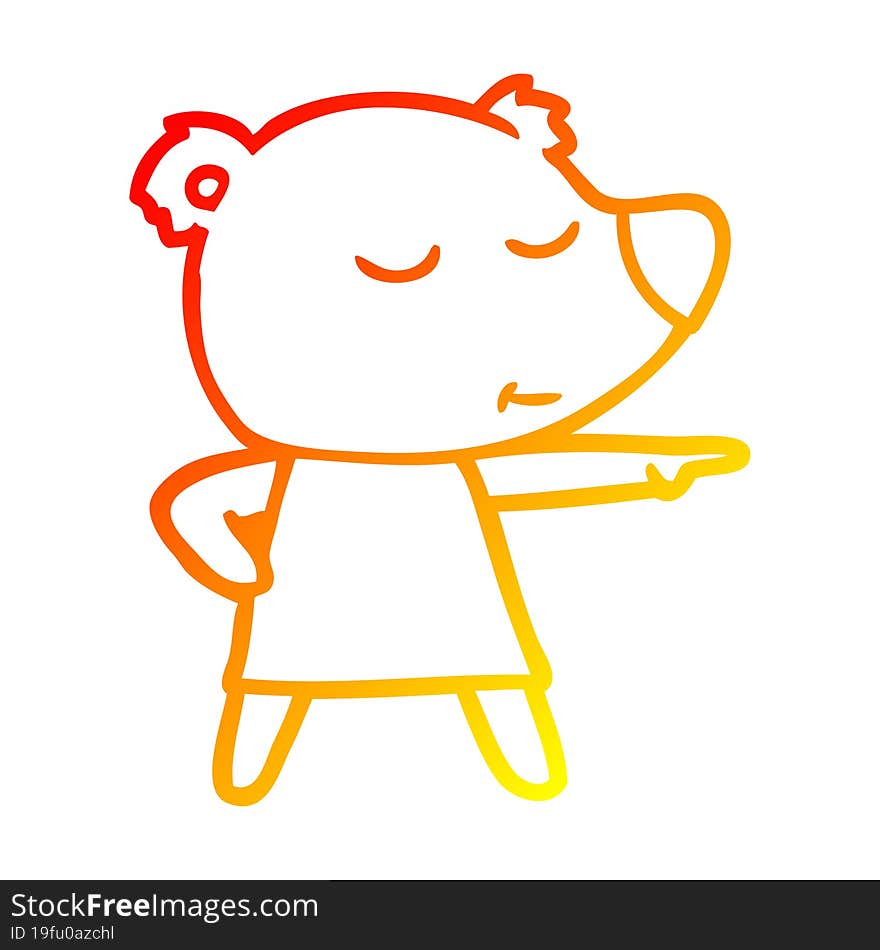 warm gradient line drawing of a cartoon polar bear wearing dress