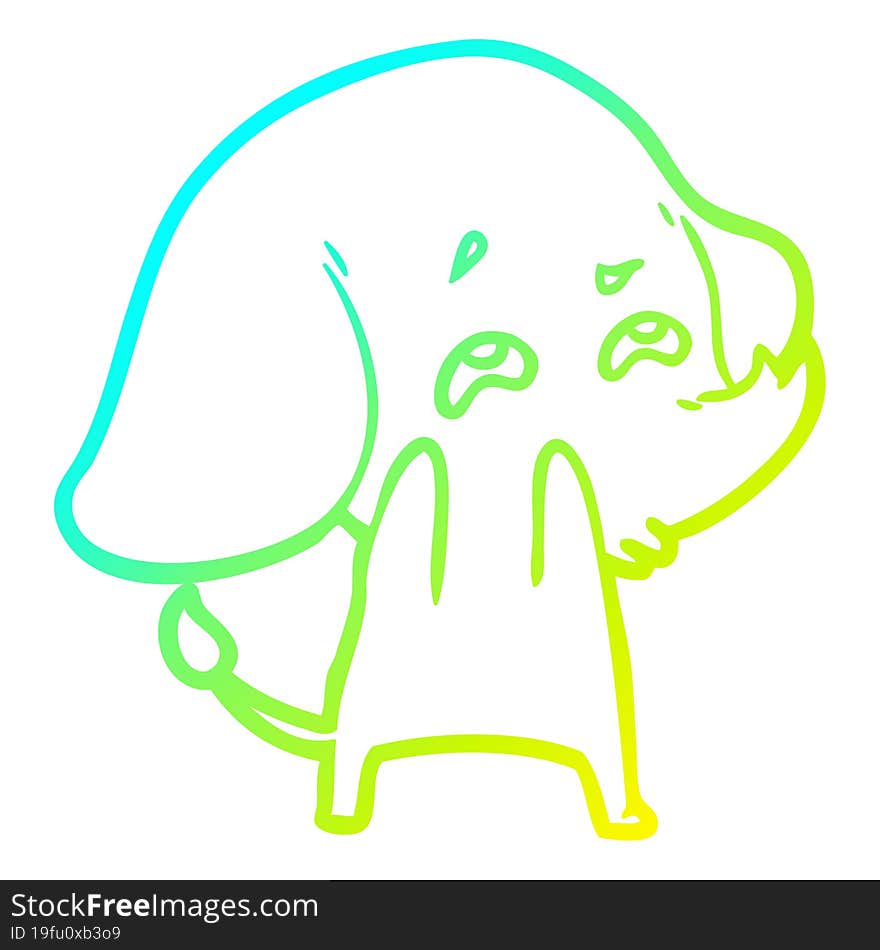 cold gradient line drawing cartoon elephant remembering