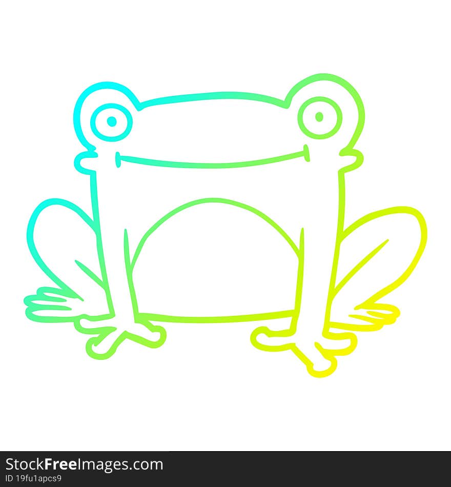 cold gradient line drawing of a cartoon frog