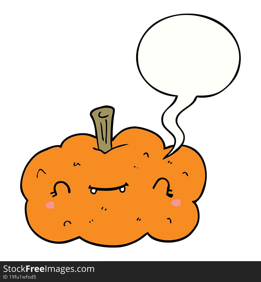 cartoon pumpkin and speech bubble