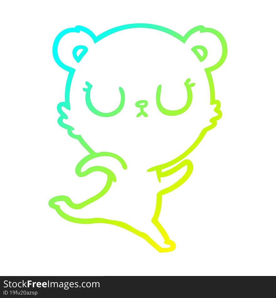 cold gradient line drawing peaceful cartoon bear running