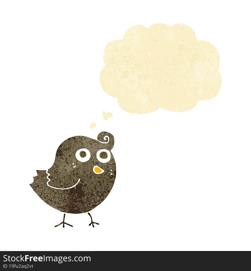 Funny Cartoon Bird With Thought Bubble