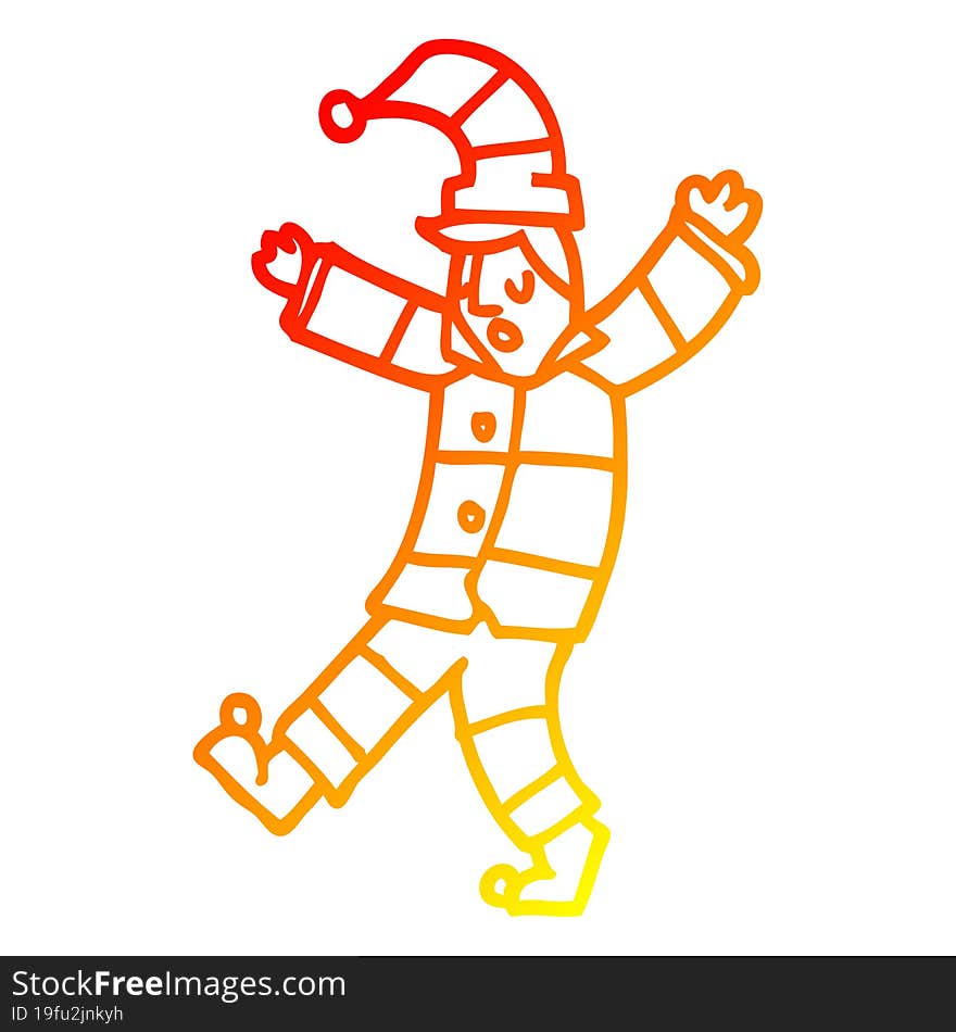 warm gradient line drawing cartoon man sleepwalking