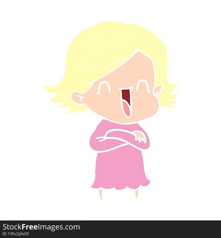 flat color style cartoon happy woman