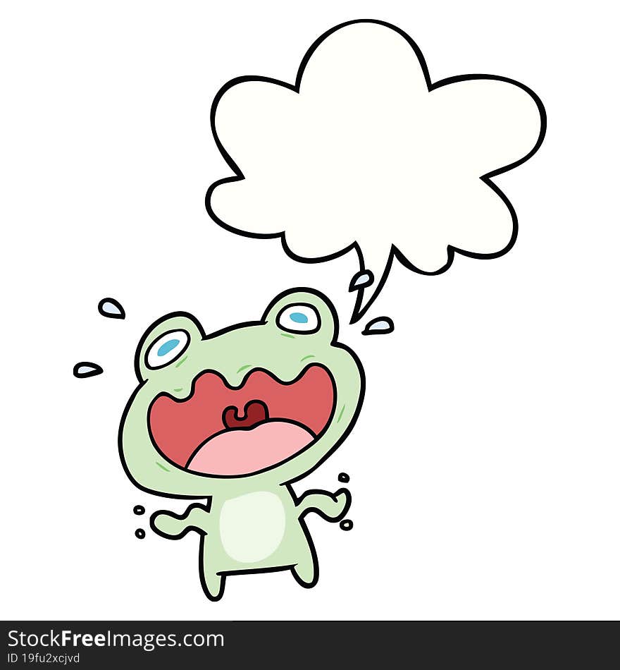 cute cartoon frog frightened with speech bubble