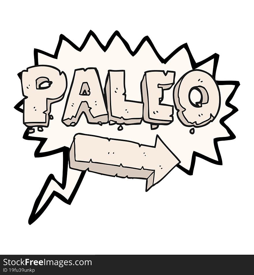 speech bubble cartoon paleo diet pointing arrow