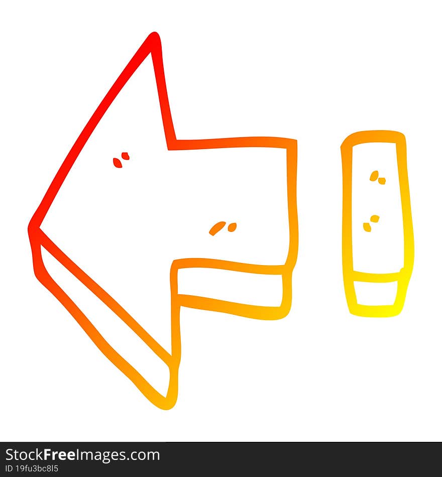 Warm Gradient Line Drawing Cartoon Red Arrow