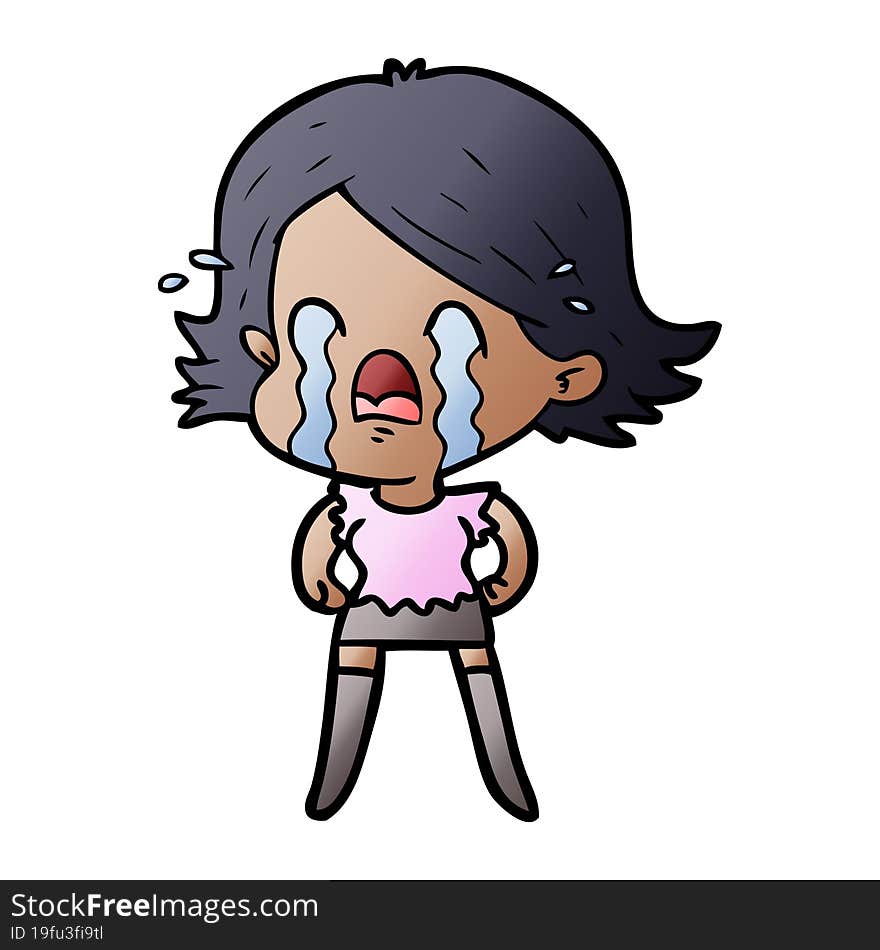 cartoon woman crying. cartoon woman crying