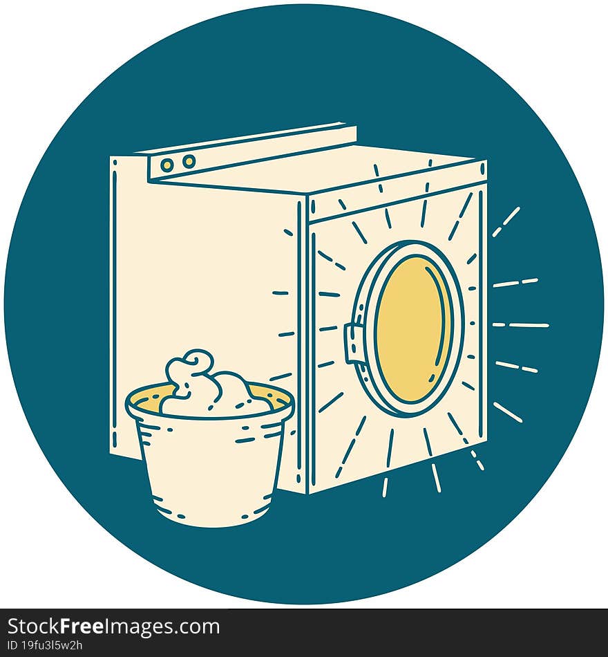 Icon Of Tattoo Style Washing Machine