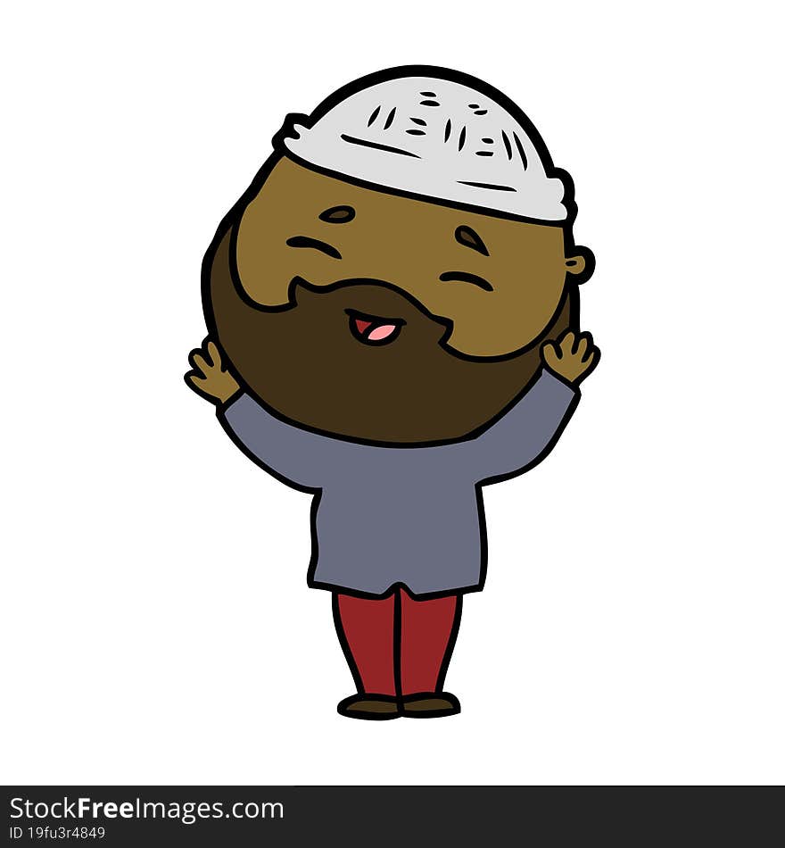 cartoon happy bearded man. cartoon happy bearded man