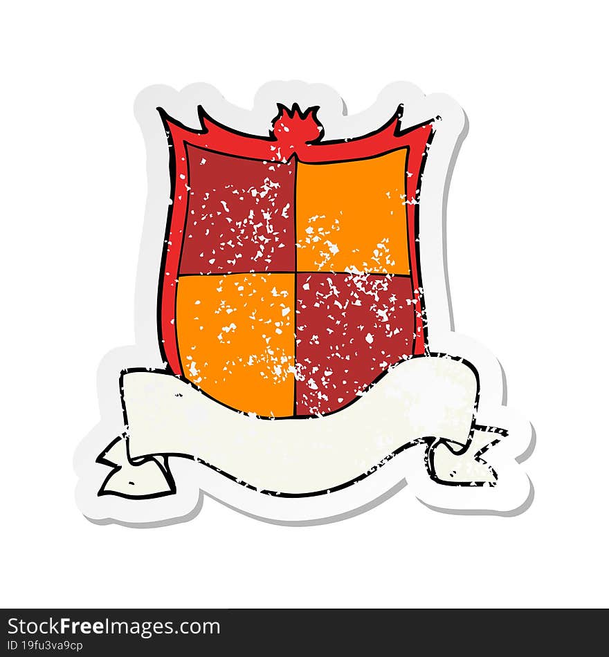 Retro Distressed Sticker Of A Heraldry Cartoon