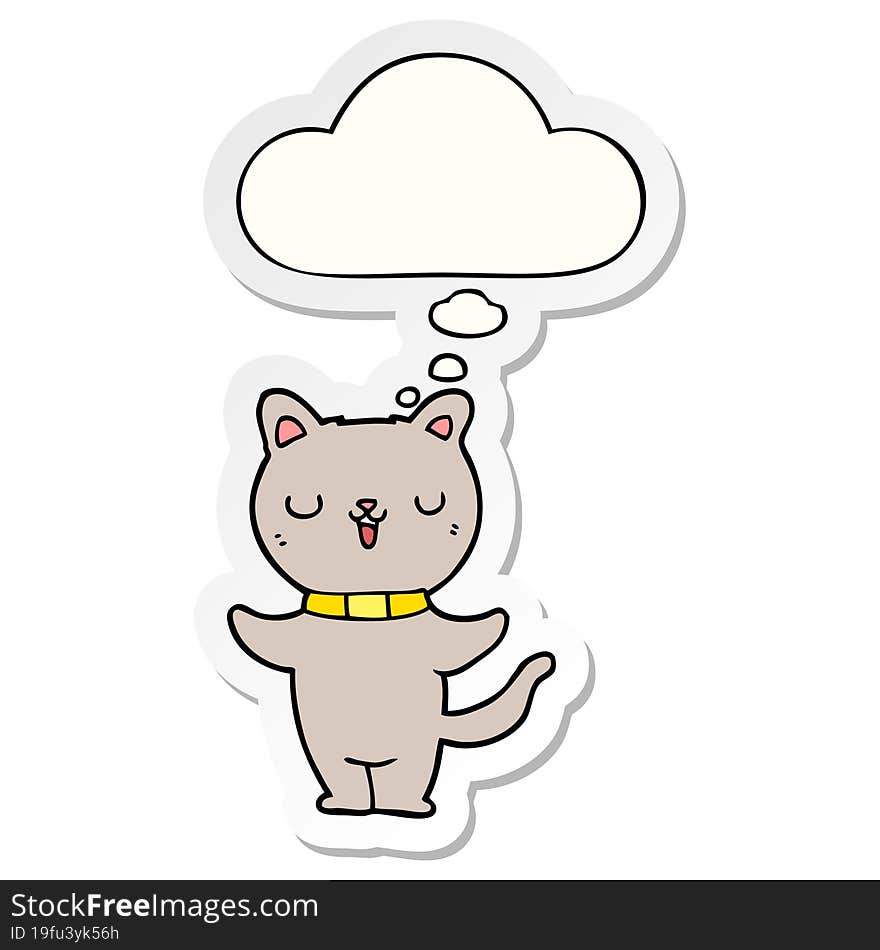 cartoon cat and thought bubble as a printed sticker