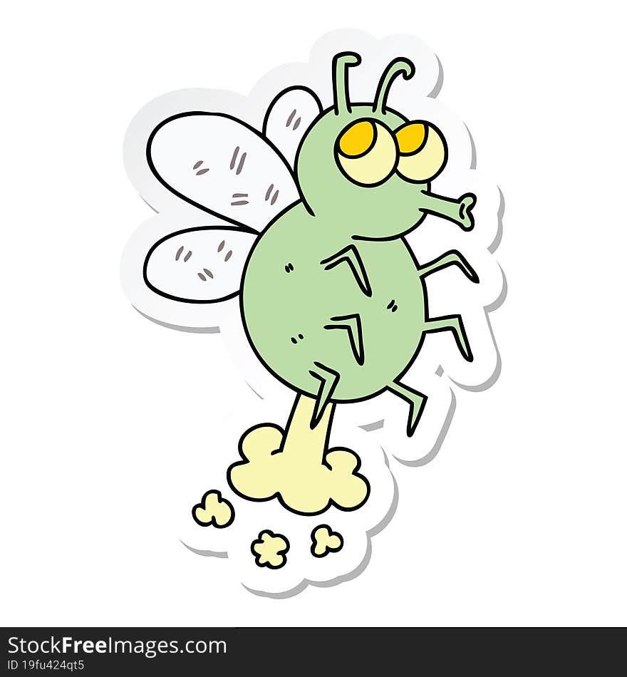 sticker of a quirky hand drawn cartoon fly