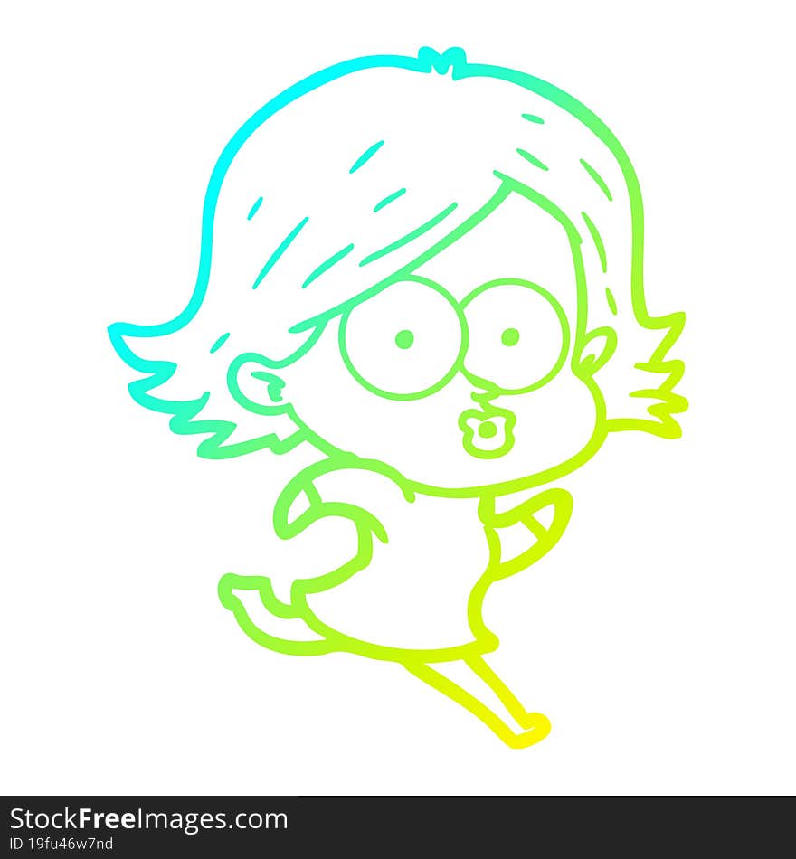 cold gradient line drawing of a cartoon girl pouting