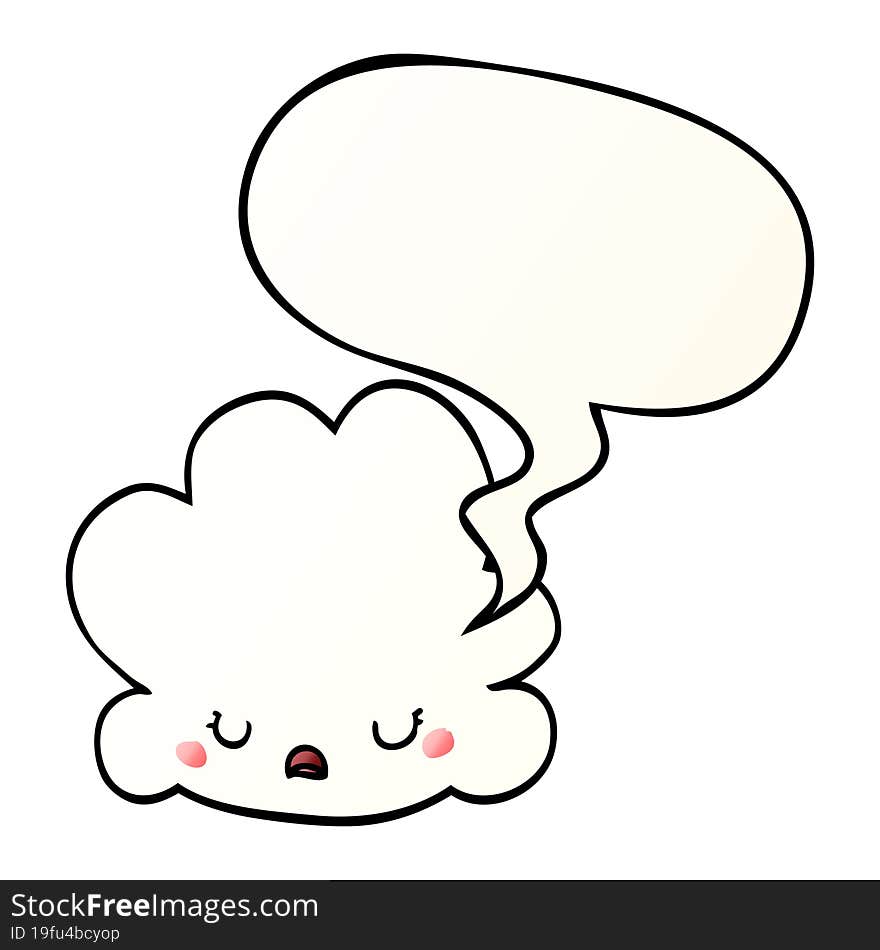 Cute Cartoon Cloud And Speech Bubble In Smooth Gradient Style