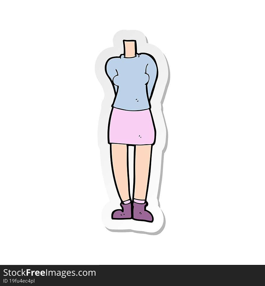 sticker of a cartoon female body