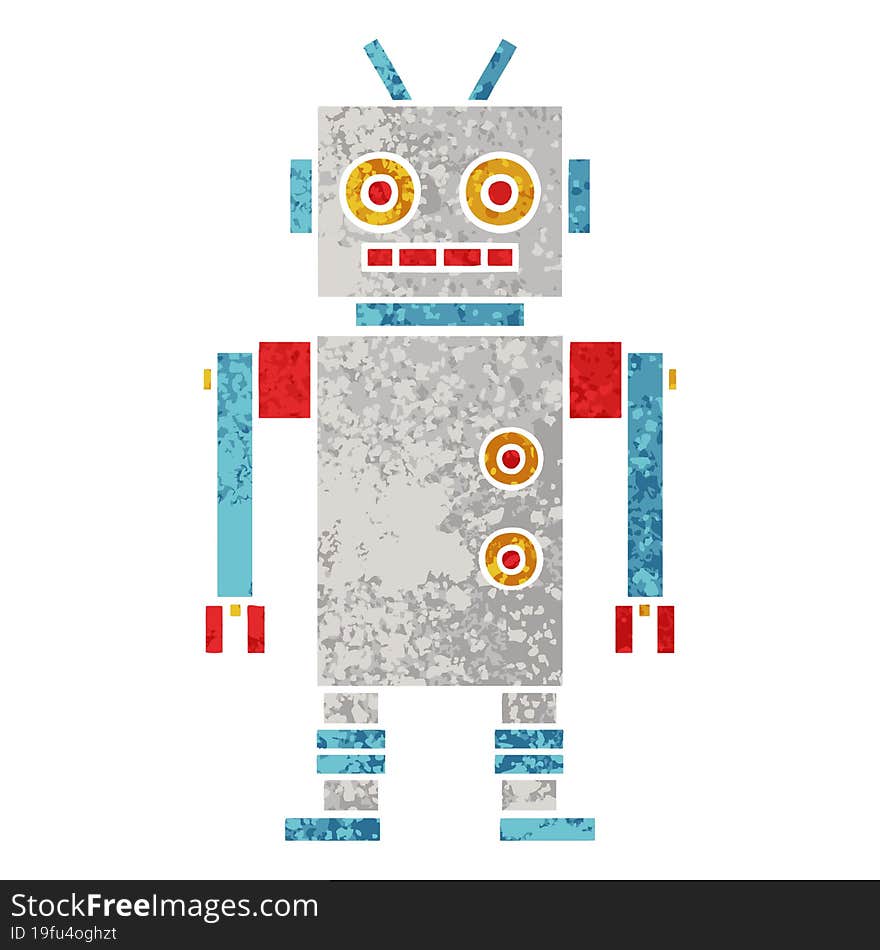 Retro Illustration Style Cartoon Dancing Robot