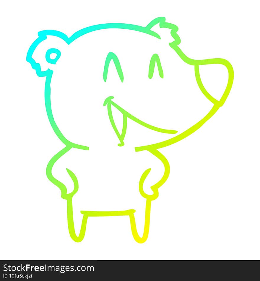 Cold Gradient Line Drawing Laughing Bear Cartoon