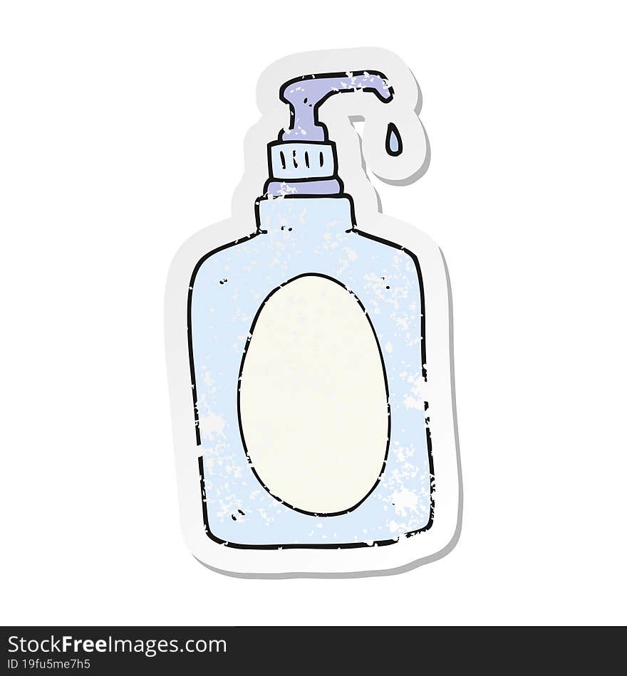 Retro Distressed Sticker Of A Cartoon Hand Soap