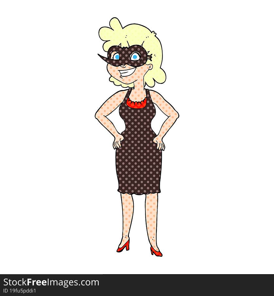 cartoon woman wearing mask