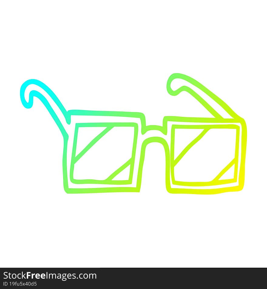 cold gradient line drawing cartoon square spectacles